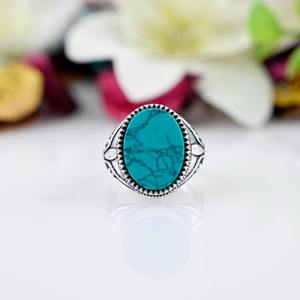 Bague classique bijoux pour femmes argent Boho Style bijoux 925 argent Sterling Turquoise pierres précieuses à la main bague cadeau pour femme - Product Image 3