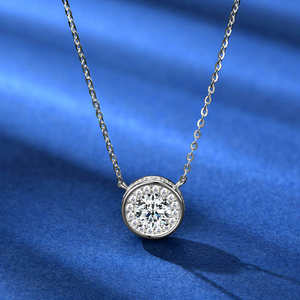 Collier pour femme en argent sterling 925, chaîne à maillons élégante, pendentif rond taille brillant 0,50 CT, pavé complet, diamant moissanite VVS, cadeau - Product Image 5