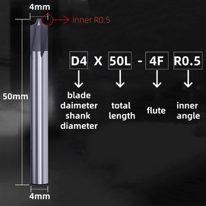 Graphite Internal R Angle <strong>PCD</strong> Diamond Coated Milling Cutter HRC75 Graphite Inner R <strong>End</strong> <strong>Mill</strong> for Carbon Fiber Composites - Product Image 2