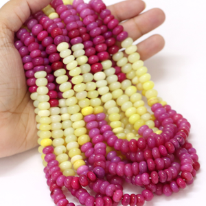 Hermosas cuentas de ópalo en forma de rondel, con tonos de rosa y amarillo, de 8-10 mm, cuentas de ópalo rosa y amarillo, cuentas de ópalo de calidad AAA. - Product Image 1