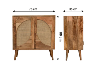 Armoire de vaisselle en bois massif de cuisine, casiers tissés en rotin de salon avec étagères réglables, produit de meuble le plus vendu - Product Image 2