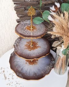 DIFFERENT RELATED DISPLAY HANDMADE DIY 3 Tier Round Shape Fruit Tray Epoxy <b>Mold</b> Tea Tray Table <b>Silicone</b> <b>Mold</b> for Resin Arts - Product Image 1