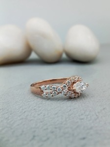 Customizable 14k Gold & 925 <b>Silver</b> Solitaire VVS Moissanite Engagement Wedding <b>Ring</b> Fine Jewelry <b>Set</b> with Trendy Fancy Design - Product Image 5