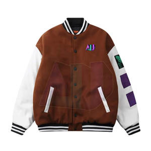 Veste universitaire pour homme sur mesure de qualité supérieure, col montant, devant respirant, manches contrastées écologiques, doublure confortable en coton/laine - Product Image 1