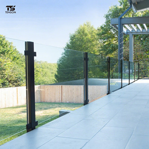 TENSON Adjustable Stainless <strong>Steel</strong> 304/316 Glass <strong>Railing</strong> with Posts for Pool/Deck/<strong>Stair</strong>/Balcony-Modern <strong>Design</strong> Black Handrail - Product Image 6