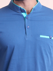 T-shirt à manches courtes et col mandarin de haute qualité pour hommes Vêtements décontractés confortables 100% coton pour les tenues de tous les jours et le bureau - Product Image 3