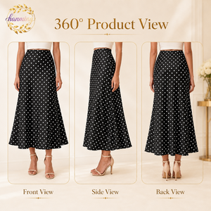 Jupes Midi pour Femmes 2026 Printemps-Été Légères Coupe Trapèze Taille Haute pour Invitée de <span class=keywords><strong>Mariage</strong></span> Soirée en Soie <span class=keywords><strong>Longue</strong></span> - Product Image 2