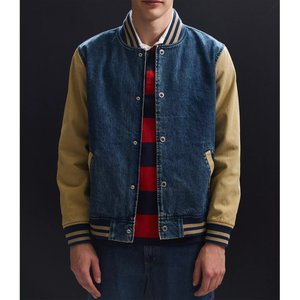 Chaqueta con letras de béisbol para hombre con diseño de cuello en V y cierre de botones que proporcionan comodidad y transpirabilidad Varsity Jackets - Product Image 1