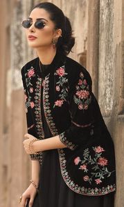 HEAVY EMBROIDERY on JACKET WITH EMBELLISH BEAUTIFUL CRYSTAL BEADS,PEARLS,GLASS STONE & RESHAM WORK for PARTY-WEAR @ 2023 - Product Image 2