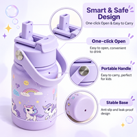 Bouteilles d'eau isothermes en acier inoxydable avec compartiment de rangement discret, design de dessin animé personnalisé, pour la rentrée scolaire