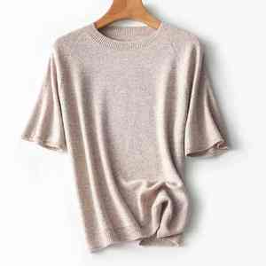 Camiseta de cuello redondo de punto de ajuste ligero y cálido para mujer de lana personalizada para mujeres y hombres - Product Image 6