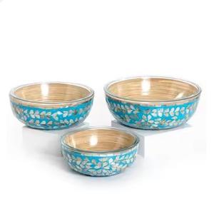 Cuencos para servir de perlas madre de madera ecológicos sostenibles más vendidos Cuencos decorativos duraderos de alta calidad modernos - Product Image 2