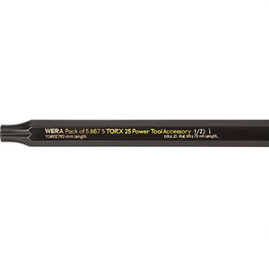 WERA Pack de 5 embouts TORX 25 867 S pour outils électriques, embouts TORX 25 en acier de 1/4 po avec une longueur de 70 mm - Product Image 3