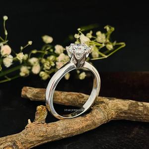 Bague de fiançailles solitaire en or massif 14 carats 1 ct CVD, bague en diamant solitaire de 1 ct de taille ronde en laboratoire - Product Image 5