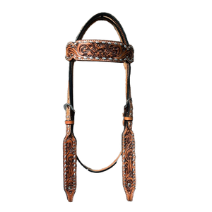 Cabecera de caballo de cuero de vaca, diseño de flores mecanizadas a mano, brida occidental, tachuela de equitación Premium elaborada por exportadores indios - Product Image 6