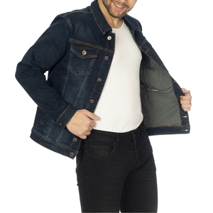 100% Cotton Denim <b>Jacket</b> for <b>Men</b> Casual High Street Style with Solid Color and Pocket <b>Thin</b> Winter <b>Jacket</b> for Spring Fall Use - Product Image 5
