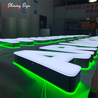 Letras de Canal Metálicas 3D Personalizadas, Letrero Luminoso con Retroiluminación Frontal, Logotipo Comercial LED, Señalización Comercial