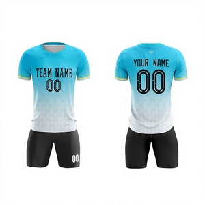 Conjunto de Camiseta y Pantalones Cortos de Fútbol con Nombre de Equipo Impreso por Transferencia de Calor, Secado Rápido, 100% Poliéster, Unisex, para Adultos - Product Image 1