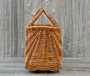 Cesta de mimbre Vintage hecha a mano con dos asas, cesta de mercado de mimbre, bolsa de mercado - Product Image 6