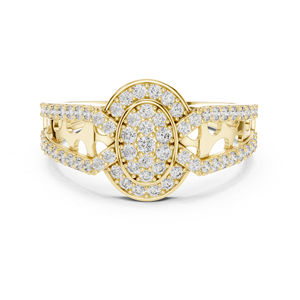 แหวนเพชรทรงกลมสีเหลืองทอง 14K ที่เพาะเลี้ยงในห้องปฏิบัติการสำหรับสวมใส่ในชีวิตประจำวัน |   เพชรที่เพาะเลี้ยงใหม่ - Product Image 1