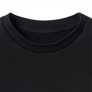 Sweat-shirt unisexe à col rond noir uni, surdimensionné, en molleton épais, à manches longues, logo personnalisé, basiques, mélange de coton - Product Image 3