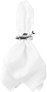 ห่วงรัดผ้าเช็ดปากลายปลาสีเทาและดีบุกผสมตะกั่วแบบอังกฤษบนผ้าพันคอทำจากโลหะสำหรับโต๊ะปาร์ตี้ชิ้นกลางของตกแต่งบ้านที่ไม่เหมือนใคร - Product Image 2