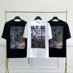 Foto personalizada Impressão T Shirt 100% Algodão Design De Logotipo Para Basquete T Shirt Homens T-Shirt