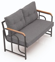Ensemble de meubles d'extérieur Kugu Zara Mini Modern Hotel Villa, 4 pièces, structure en fer, table en bois, chaise de balcon, fabriqué en Turquie
