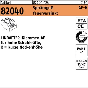Terminal de Abrazadera R 82040 KM 20 de Hierro Fundido Esferoidal Galvanizado en Caliente, 1 Pieza, LINDAPTER - Product Image 1