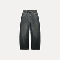 Jean Ballon Personnalisé Taille Moyenne Décontracté pour Femme – Sexy, Mignon, Décontracté, Ample, en Denim Délavé avec Poches
