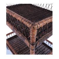 Chariot de bar Mulya de haute qualité en rotin naturel à quatre roues, garantie de 3 ans, équipement domestique, industriel, hôtelier, de restaurant et de café, OEM