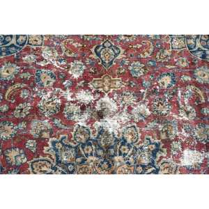 Alfombra clásica turca de área grande, diseño de retazos rojo y azul tradicional, látex de lana, alfombra rectangular Kilim de 5,6x5,6 pies, 10mm - Product Image 5