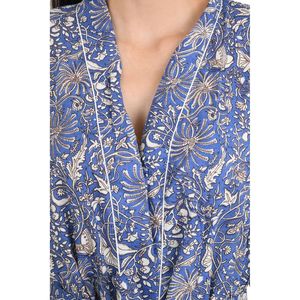 Bata de Casa Estilo Boho-Kimono, Ligera, de Algodón Tejido, con Estampado Indio Pintado a Mano con Motivos de Mariposas y Flores, para Uso Doméstico - Product Image 2