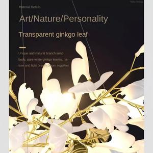 White Crystal Leaf Petals Pendant <b>Light</b> Luxury Chandelier Dimmable <b>LED</b> for High <b>Ceilings</b> Modern Restaurant Hotel Staircase - Product Image 2