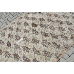 พรมตุรกีวินเทจคลาสสิกสีเบจสีน้ำตาลขนาด5.1x7.1ฟุตพื้นที่ขนาดใหญ่ขนสัตว์ด้านหลังเย็บปะติดปะต่อกันสำหรับห้องโถงห้องนอนพรมข้างเตียง - Product Image 5