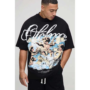 เสื้อยืดสตรีทแวร์ทรงปกติสำหรับผู้ชาย ผ้าฝ้ายหนานุ่ม พิมพ์ลาย DTG คุณภาพสูง ดีไซน์กราฟิกคุณภาพสูง - Product Image 1