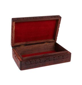 Boîte à bijoux en bois de rose sculptée à la main artisanale unique de l'Inde boîte de rangement de bijoux en bois, boîtes à bijoux de vanité - Product Image 6