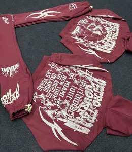 Survêtement imprimé personnalisé pour homme en molleton bouclette 100 % coton, style coréen, avec capuche et cordon de serrage, idéal pour l'hiver - Product Image 6