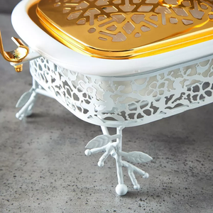 Gold And Silver 5L Rectangular Stainless Steel <b>Chafing</b> <b>Dish</b> Food <b>Buffet</b> For Wedding Banquets Parties Hotel Catering Equipment - Product Image 6