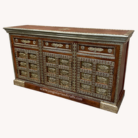 Meubles de luxe Vintage et moderne en bois de mangue, cuisine, salle à manger, Buffet, Buffet, Buffet, laiton, argent, blanc, meubles en métal
