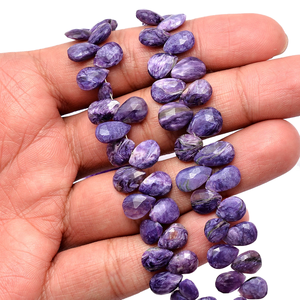 AAA + piedra preciosa charoita rusa 5x8mm-8x10mm pera facetada Briolette púrpura Charoite piedras preciosas semipreciosas cuentas sueltas para joyería - Product Image 3