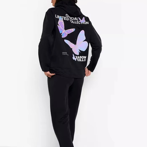 ชุดวอร์มผู้หญิงแบบสวมหัวมีฮู้ดทรงผีเสื้อทรงโอเวอร์ไซส์ออกแบบได้ตามต้องการ - Product Image 1