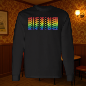 Camiseta de manga larga con título de agente del cambio, estilo retro de los años 70, producto promocional - Product Image 3