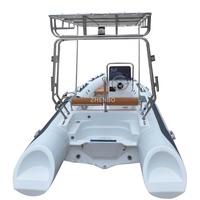 Bateau pneumatique Zhenbo 480 à coque en V profond, capacité 8 personnes, en Hypalon et fibre de verre, avec auvent rigide en acier T-TOP