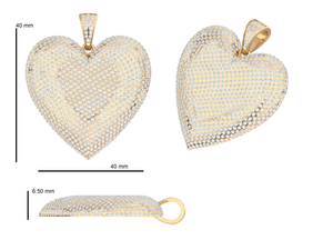 925 Plata 7,38 Ct Corte Redondo Moissanite Diamante Metal Corazón Colgante - Product Image 4