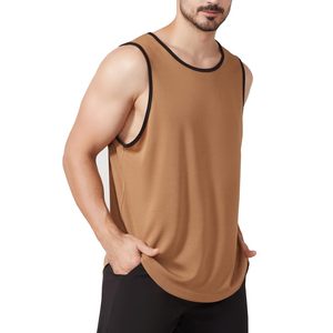 Camiseta deportiva sin mangas de malla de algodón 100% para hombre con cuello redondo, camiseta sin mangas ajustada para hombre, envío DDP - Product Image 1