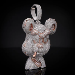Colgante Personalizado con Rostro de Dibujos Animados en Plata de Ley 925 con Diamante Moissanita VVS de Corte Redondo, Colgante de Lujo Estilo Hip Hop - Product Image 5