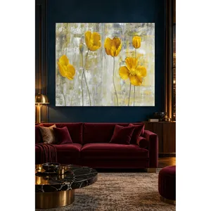 Impression sur toile de coquelicots jaunes sur fond gris Fida - Product Image 5