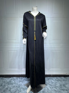 2023 Newest Abaya Dress Fabrics Nida Wholesale 100% Polyester Black/formal Black/Korean Black Muslim Female Dress Dubai Abaya - Product Image 2