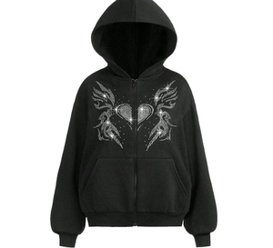 Sudadera con Capucha de Felpa con Pedrería al por Mayor, Sudadera con Capucha con Bolsillo de Pedrería, Sudadera Unisex para Adultos - Product Image 1